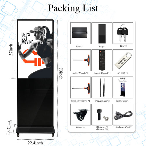 43 inch Portrait Digital Signage Vertical Advertising Display Android OS or Windows