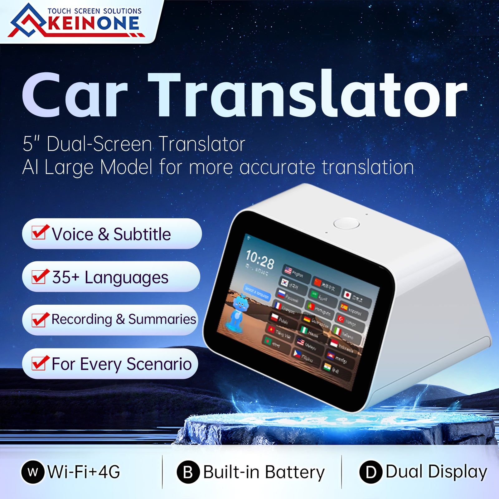 5 Inch Portable AI Smart Voice Translator Device Real-Time Multi Language Translation