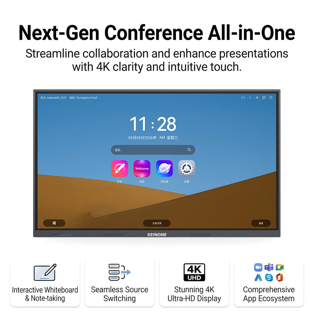 55-Inch 4K Interactive Smart Board for Classroom & Meetings