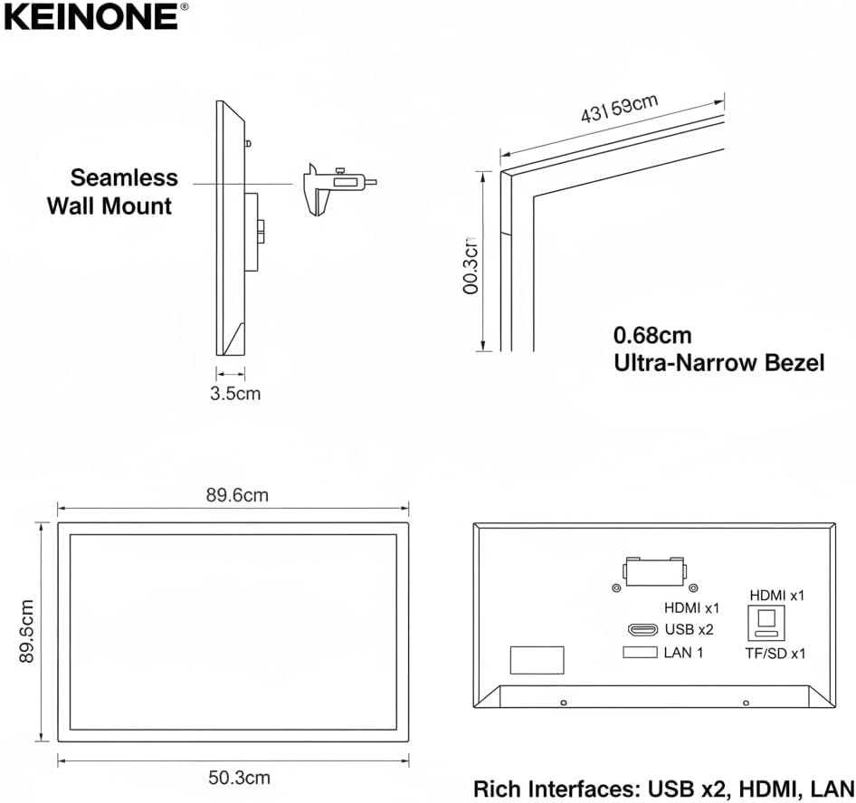 43 Inch Digital Signage Display, 4K FHD, Smart tv signage with 4GB RAM 64GB Storage, Smart Split Screen