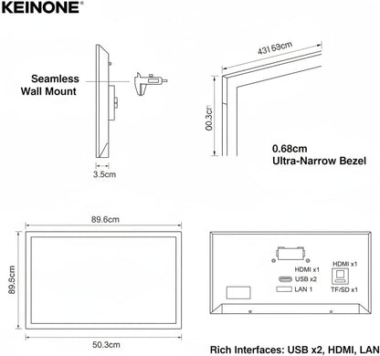 43 Inch Digital Signage Display, 4K FHD, Smart tv signage with 4GB RAM 64GB Storage, Smart Split Screen