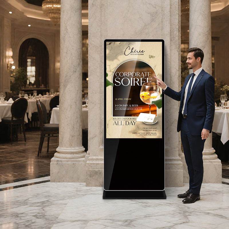 55-Zoll-Touchscreen-Display-Kiosk mit beweglichen Rollen
