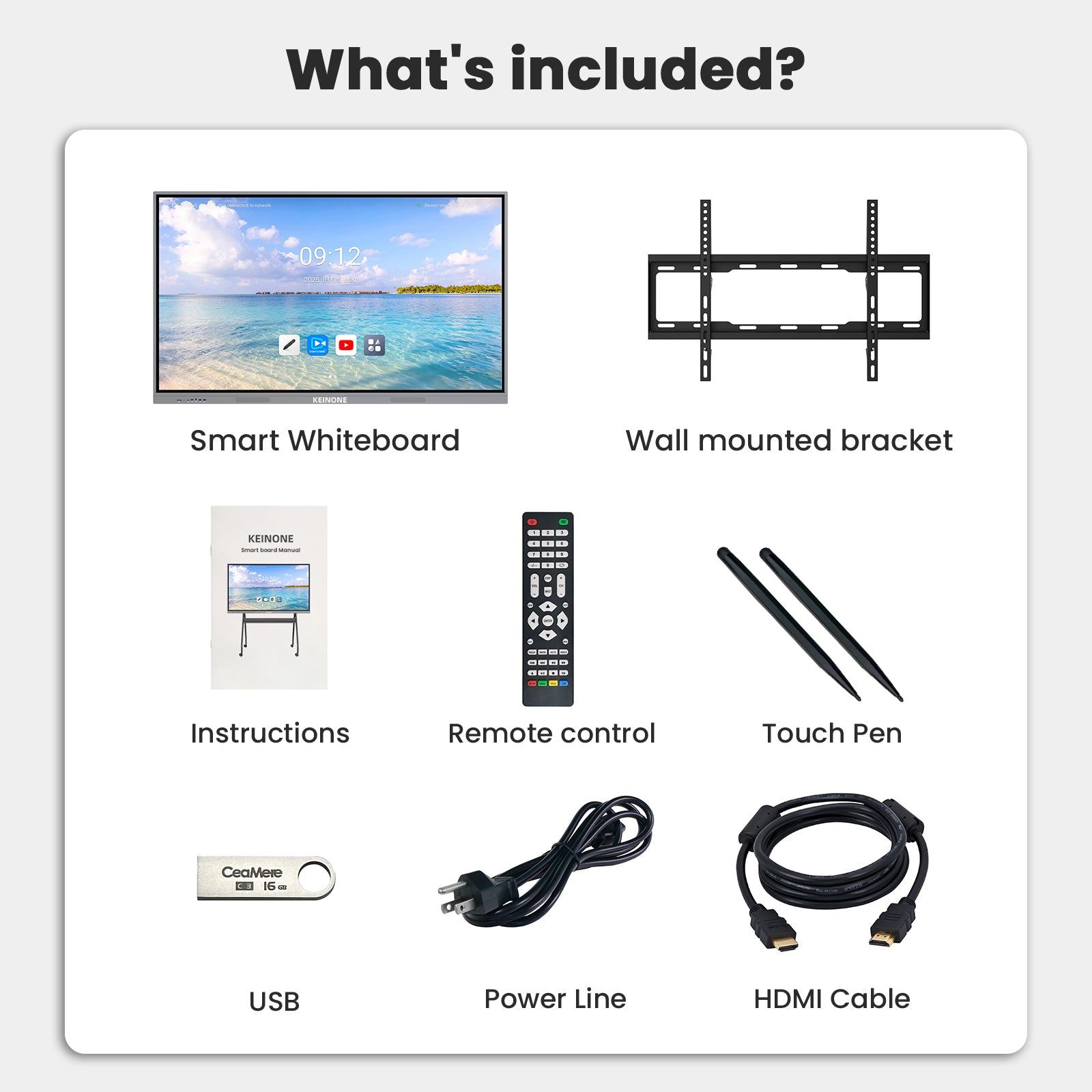 110 Zoll Smart Board 8+128 – Android OS Dualsystem 4K Interaktives Flachbildschirm