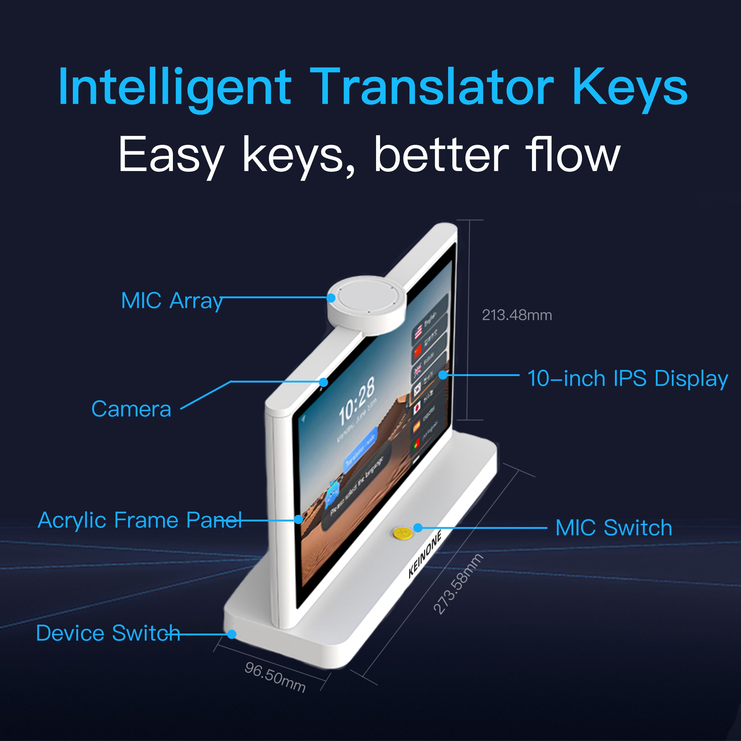 KEINONE 10 inch Dual-Screen AI Smart Translator Global communication