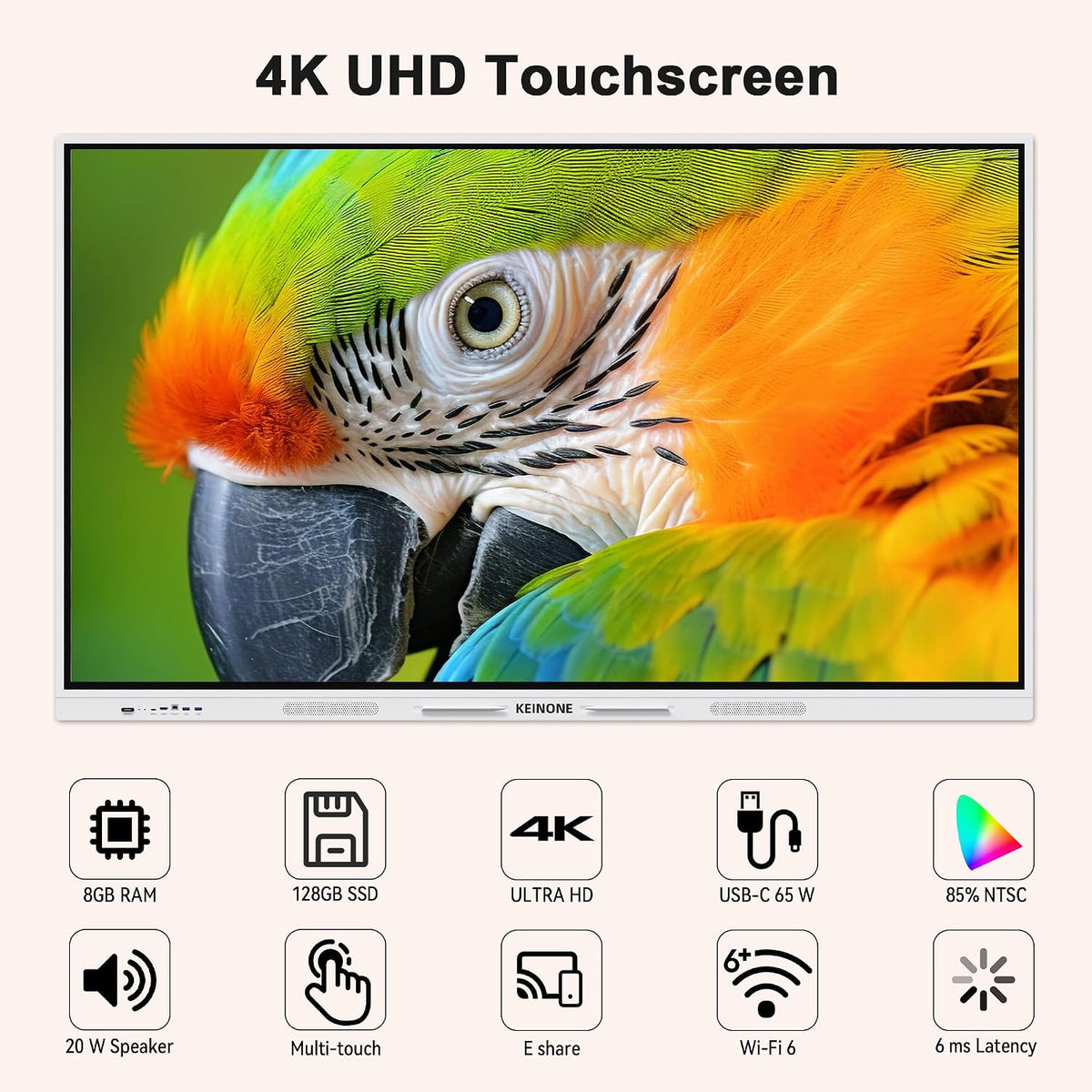 4K Interactive Smart Board for Office & Classroom, 55, 65, 75 Inch