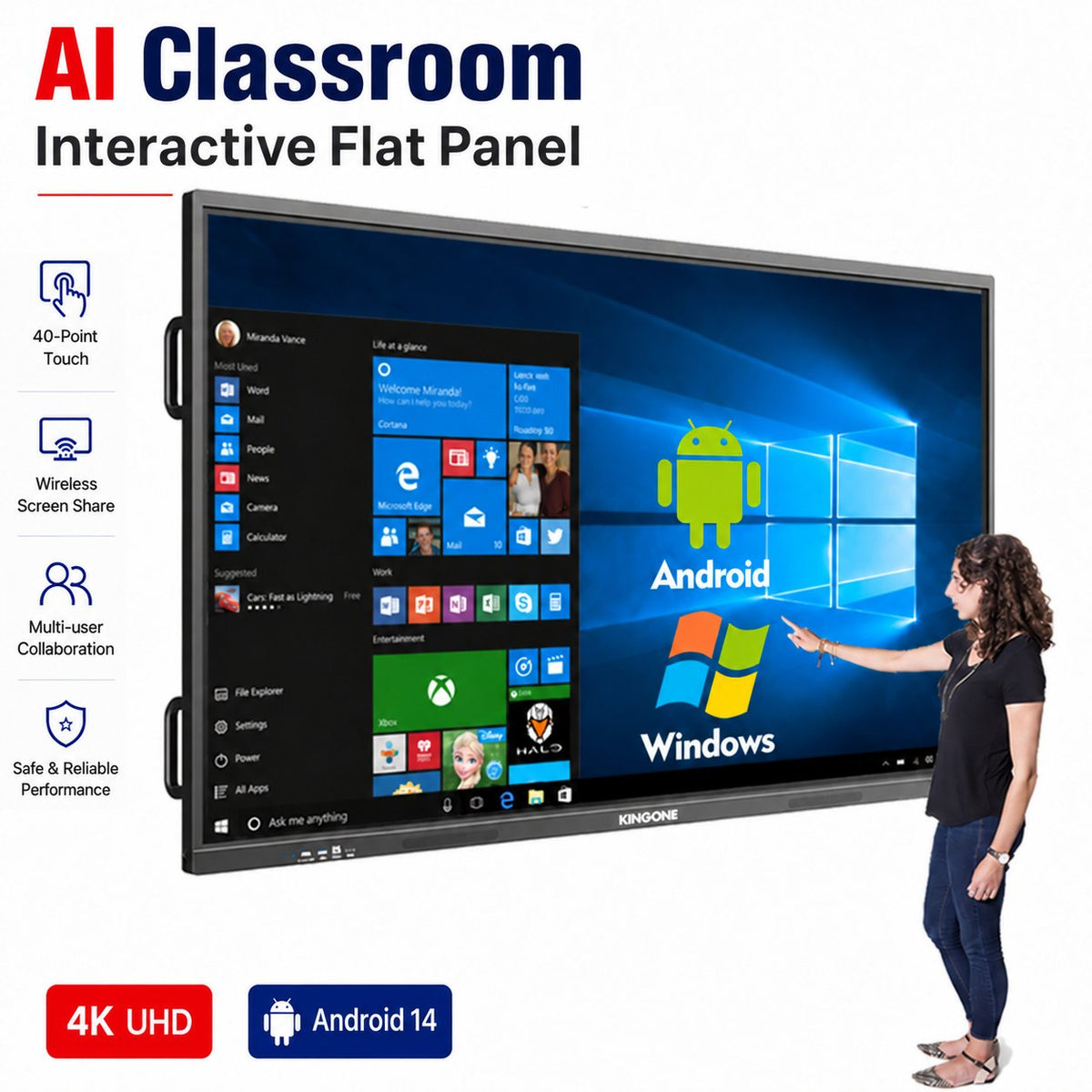 KEINONE Android 14 and Windows dual-system interactive flat panel