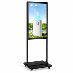 KEINONE 43-inch black floor-standing digital signage kiosk with wheels
