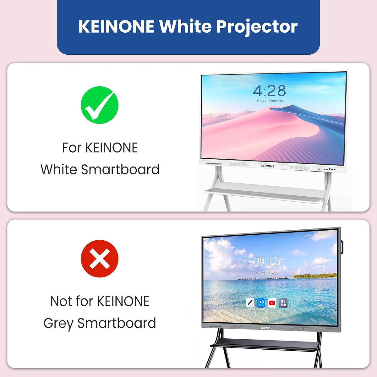 Compatible with KEINONE white smart boards, not grey smart boards